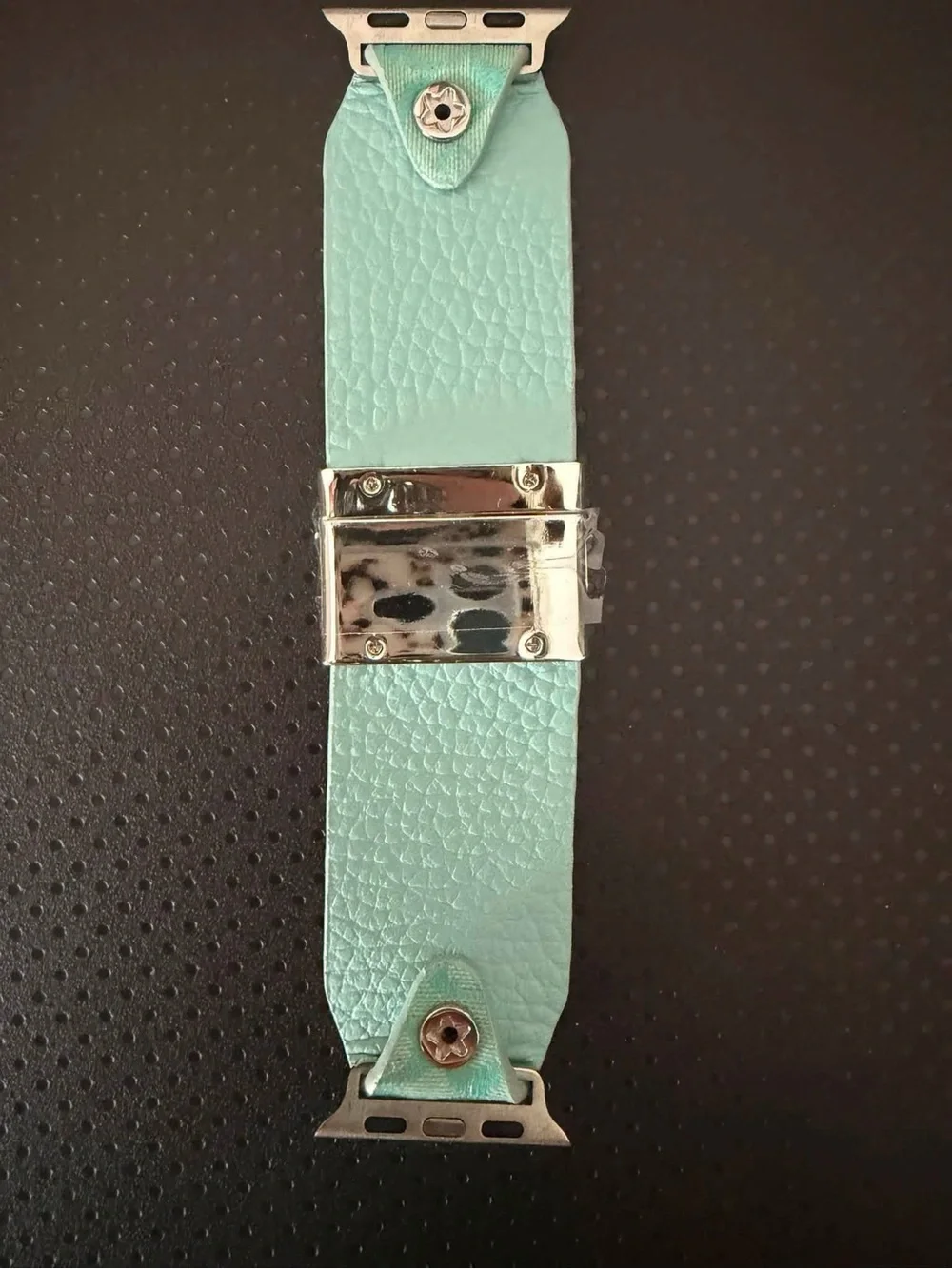 Spark*l Mint Micro Signature Apple Watch Band with Silver Clasp